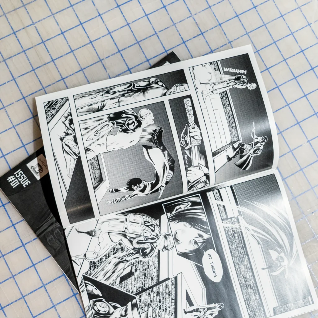 Black & white comic books.