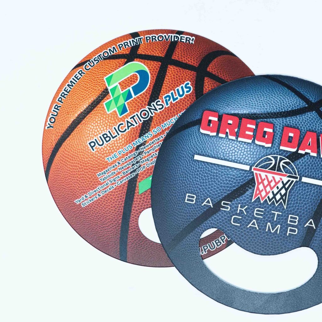 Circular hand fans for basketball team.