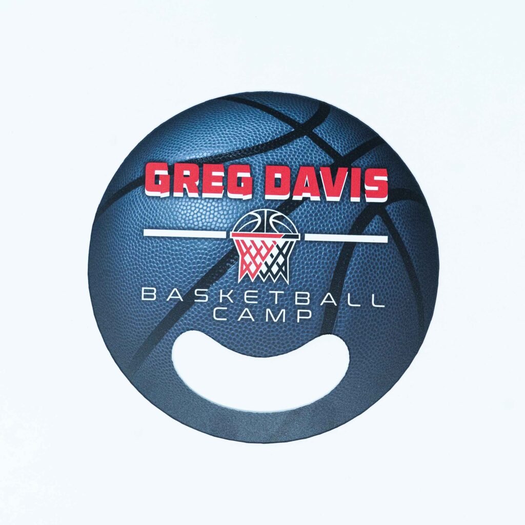 Circular hand fan for basketball team.