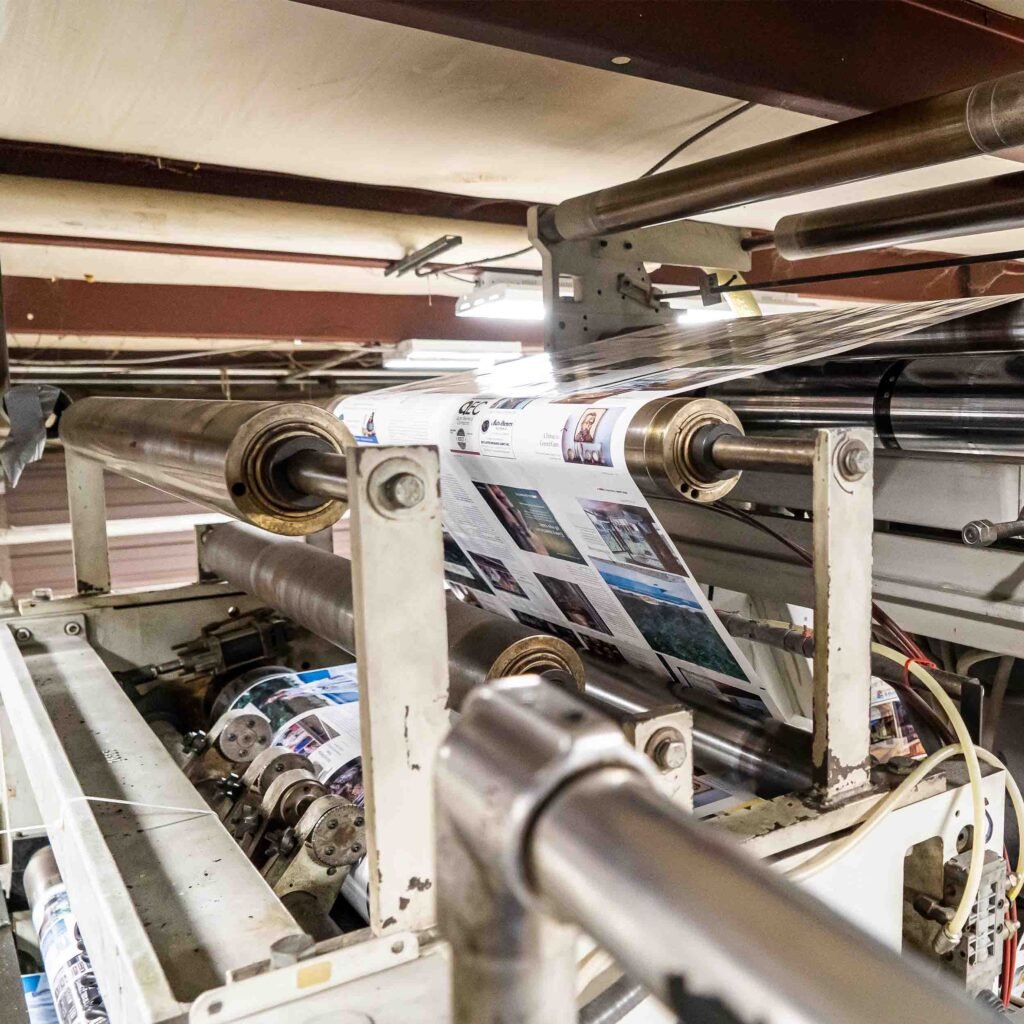 Heat-set offset printer in action.