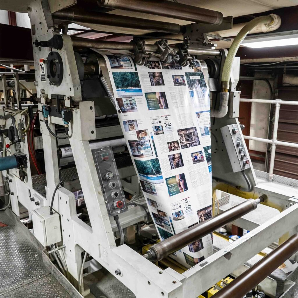 Heat-set offset printer in action.