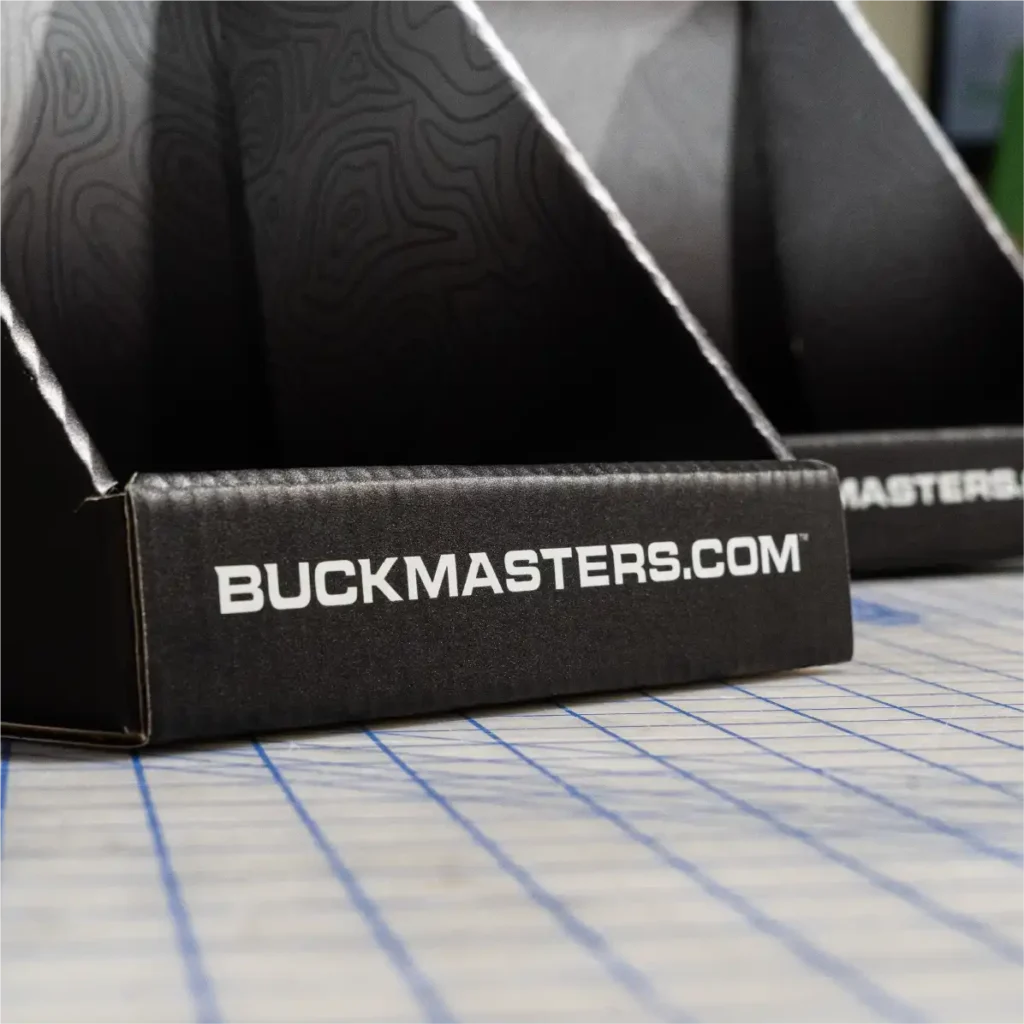 A close look at a printed cardboard POP display.