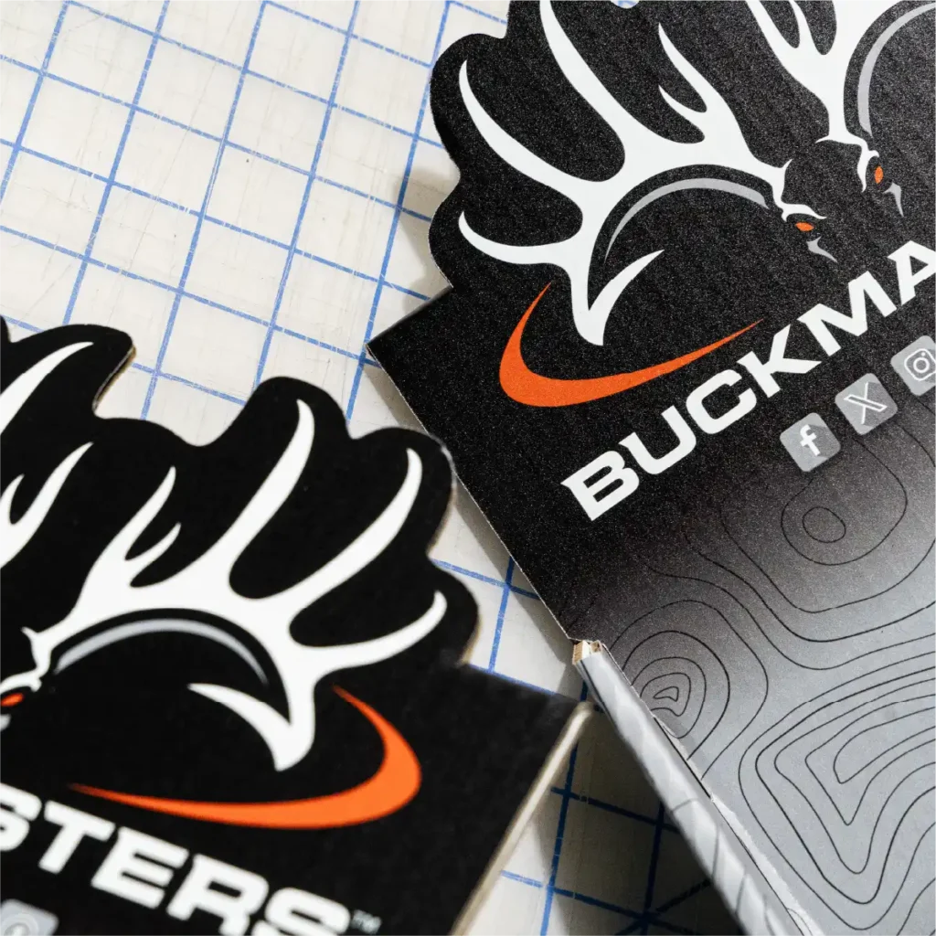 A close look at a printed cardboard POP display.